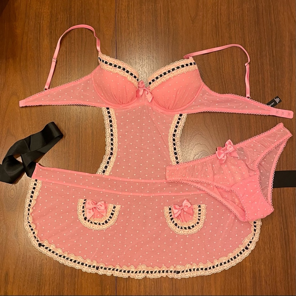 NEW VS Sexy Little things pink apron set 34B Small